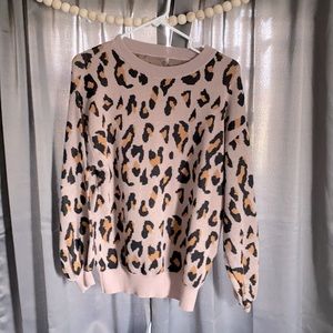 Cheetah print puffy sleeve sweater <3